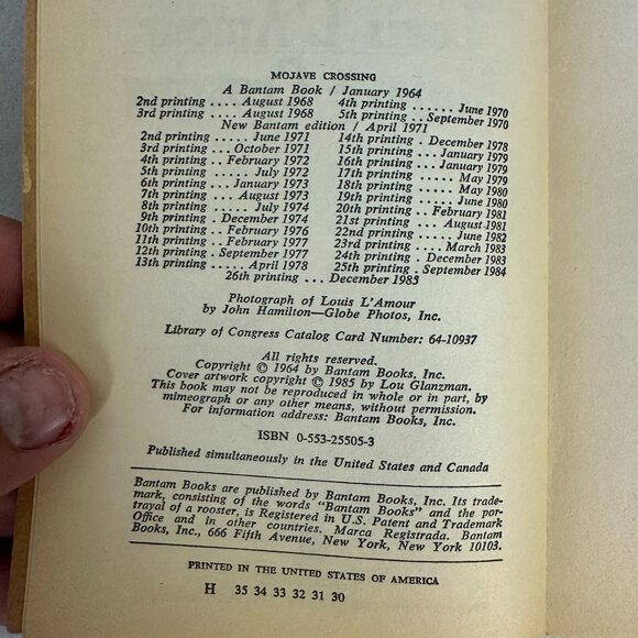 Mojave Crossing - Louis LAmour - 1985 Paperback 26th Printing Western Adventure - Picture 3 of 3